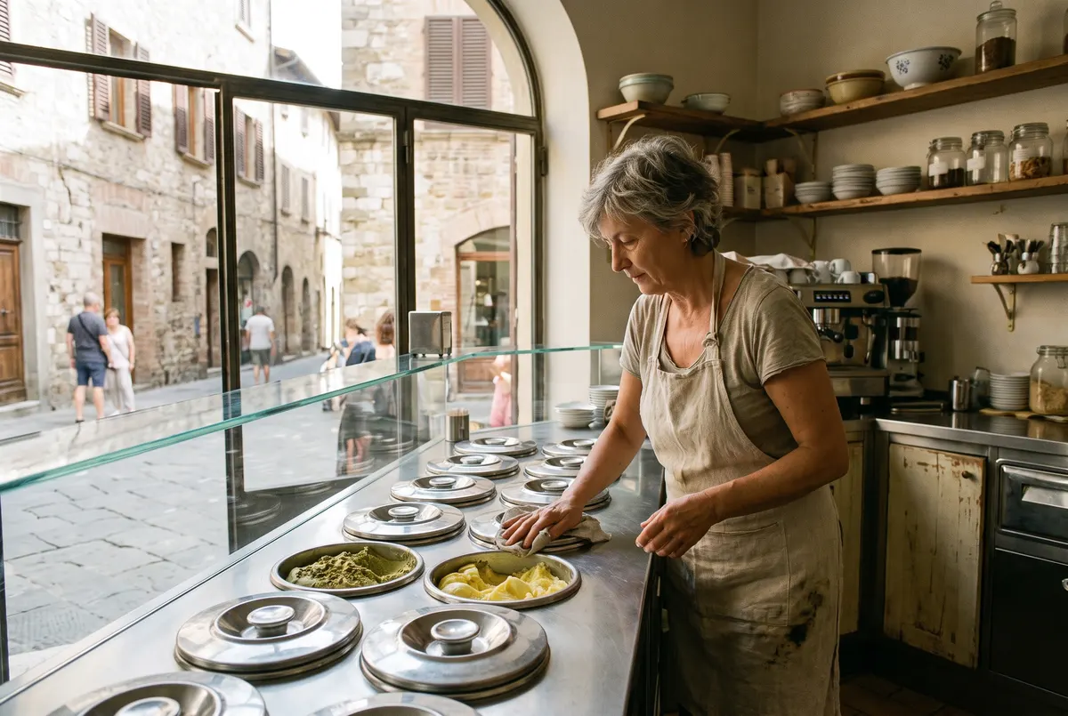 Banco di una gelateria artigianale