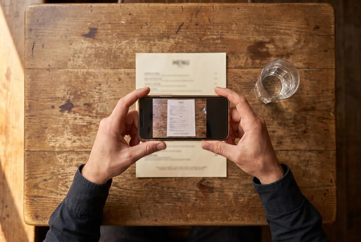 Il menù di una trattoria fotografato con lo smartphone
